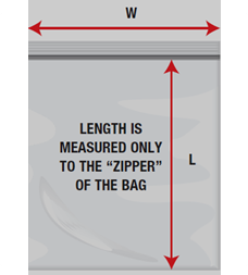 zip lock poly bags measurement